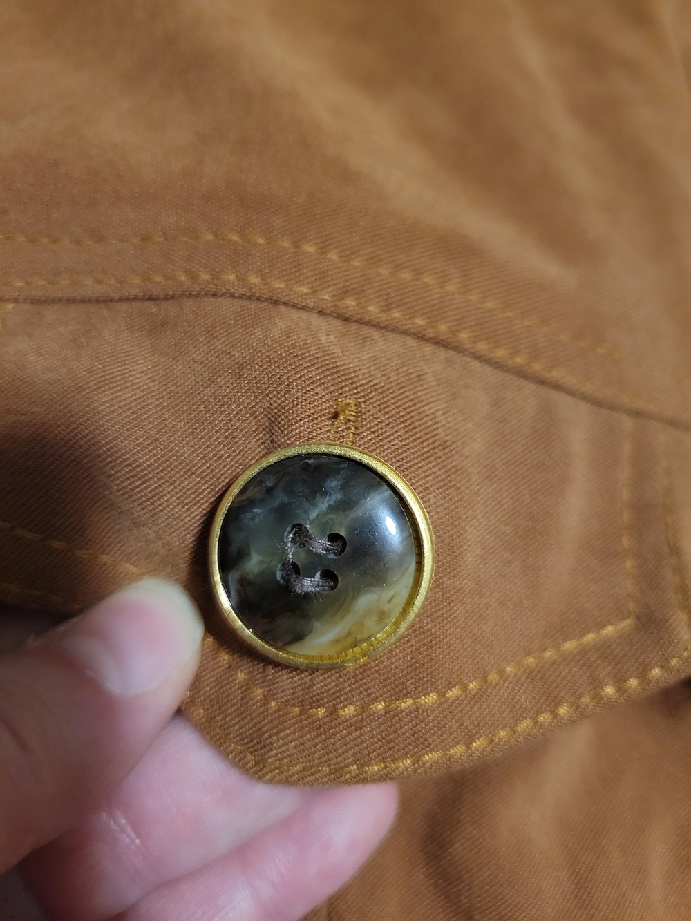 Donna Morgan Camel Brown Stand Collar Button up Blazer Jacket - Picture 5 of 8